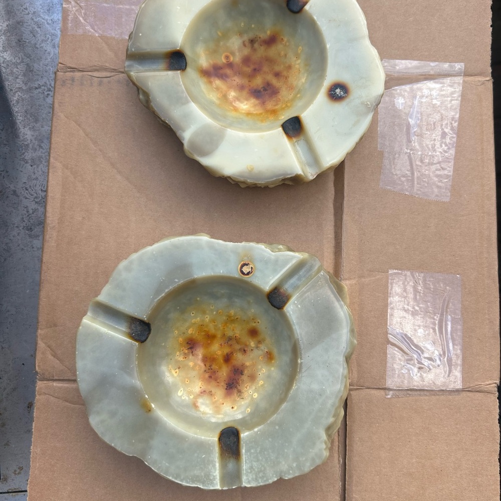 Vintage Green Ashtrays